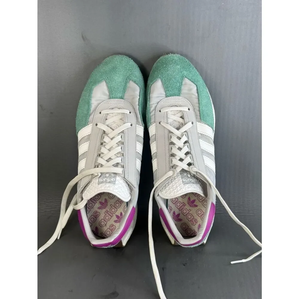 adidas Retropy E5 Grey Collegiate Green Purple athletic sneaker shoes men’s 13